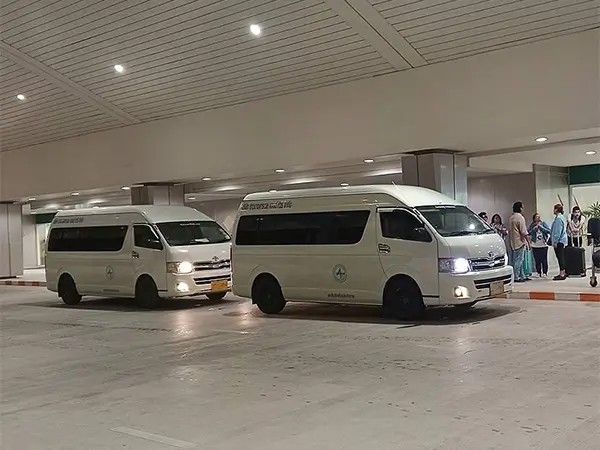 Shared minivan pickup+Ferry Boat